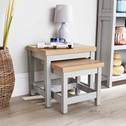 Nest of 2 Grey Side Tables Modern Living Room Engineered Wood Home Assembly
