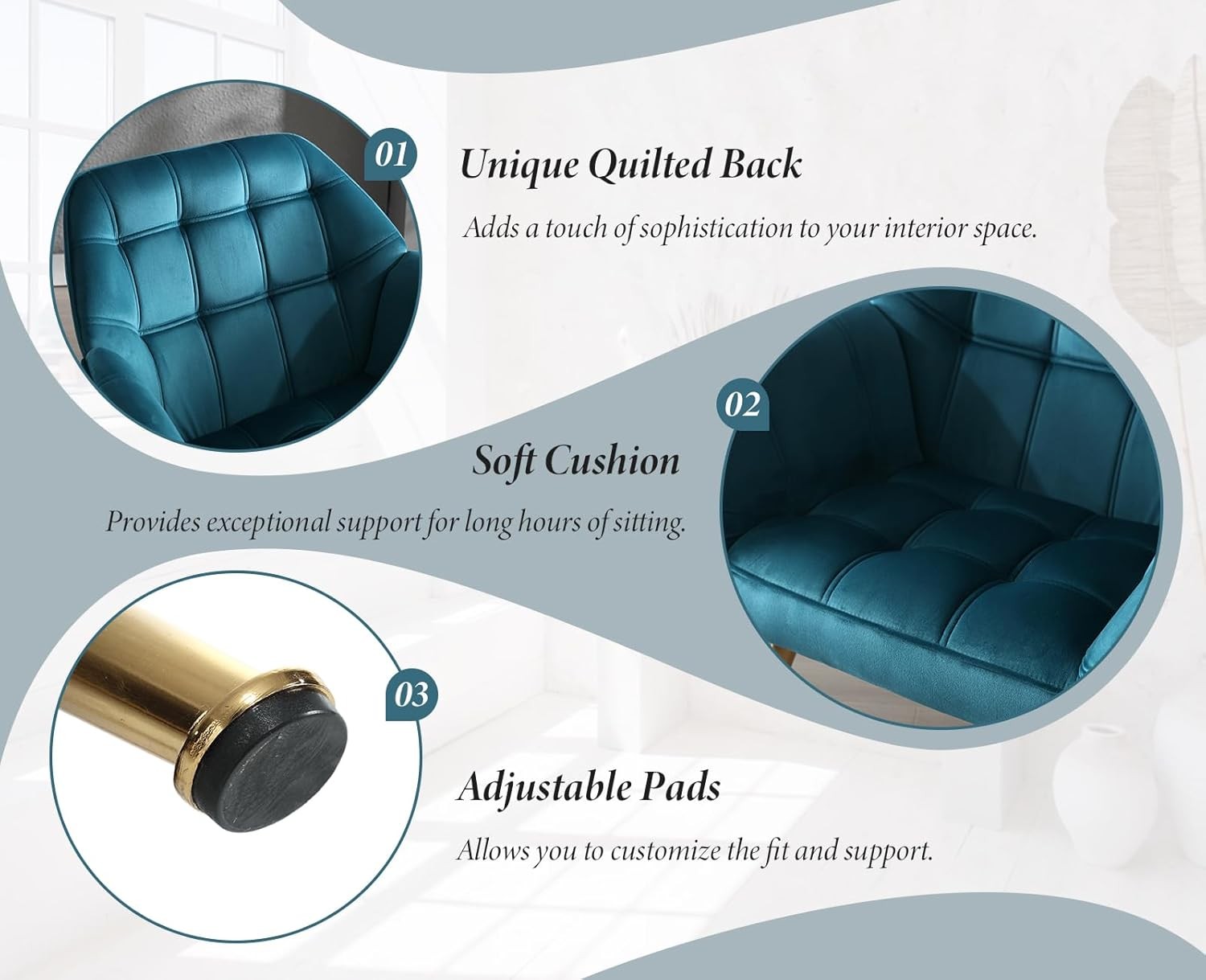 Velvet Accent Armchair Blue Upholstered Tub Chair Gold Legs