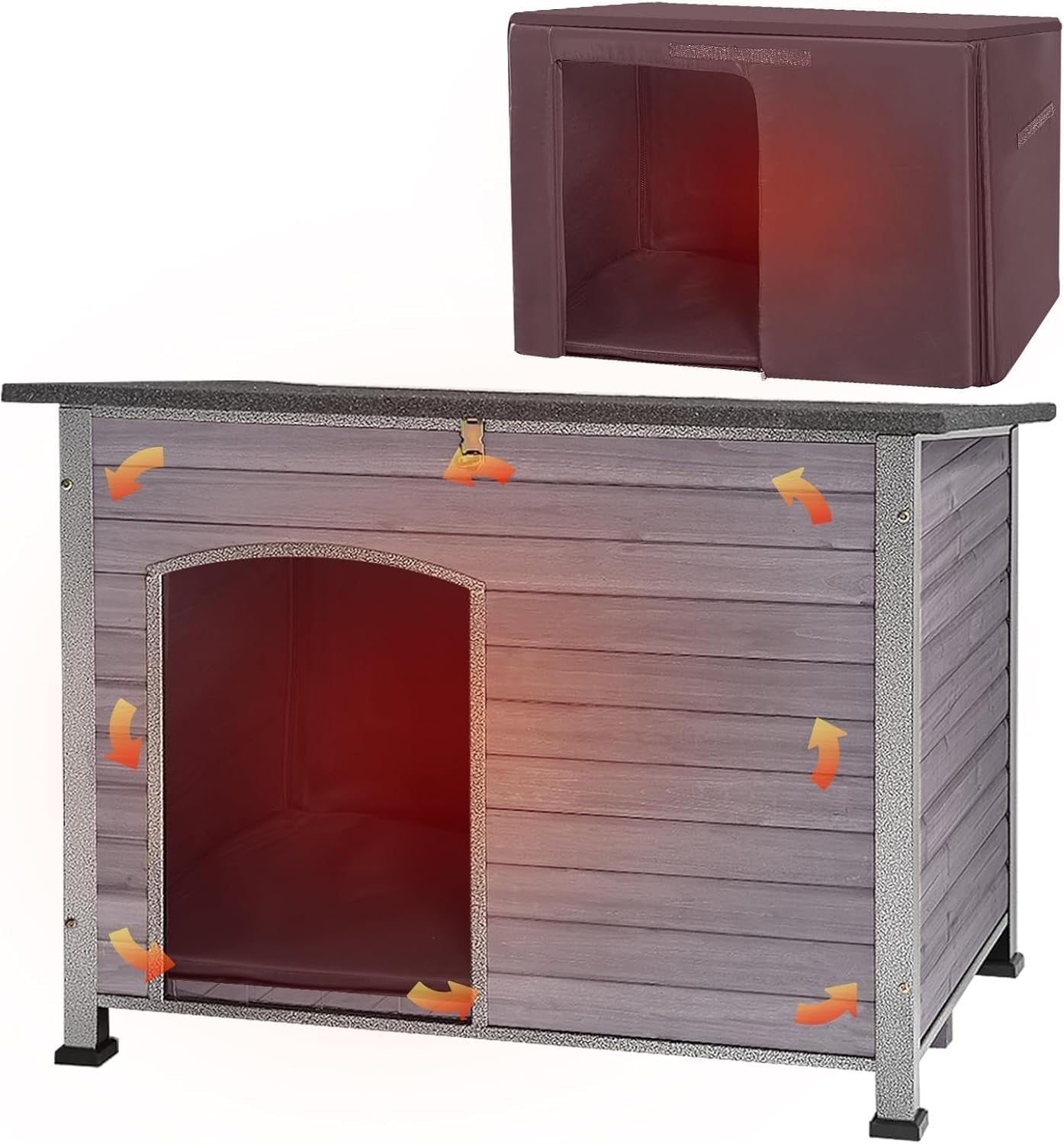 Insulated Weatherproof Dog House with Elevated Floor & Openable Roof