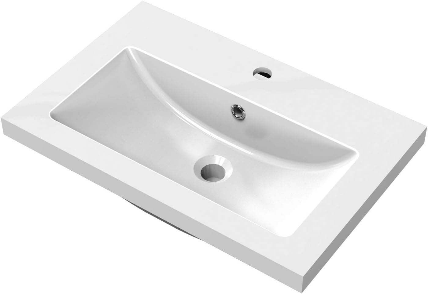 600mm White Gloss Wall Hung Bathroom Vanity Unit with Basin Sink