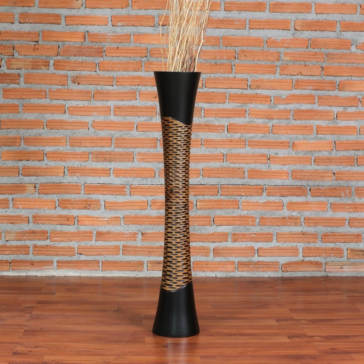 Tall Wooden Floor Vase 85cm Farmhouse Decor Pampas Grass Stand Vase