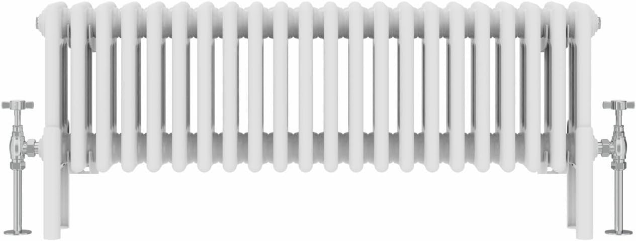 4 Column Horizontal Radiator 300x1010mm White Cast Iron Style
