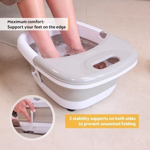 Foldable Electric Foot Spa Massager 450W Heat Bubbles Infrared Rollers