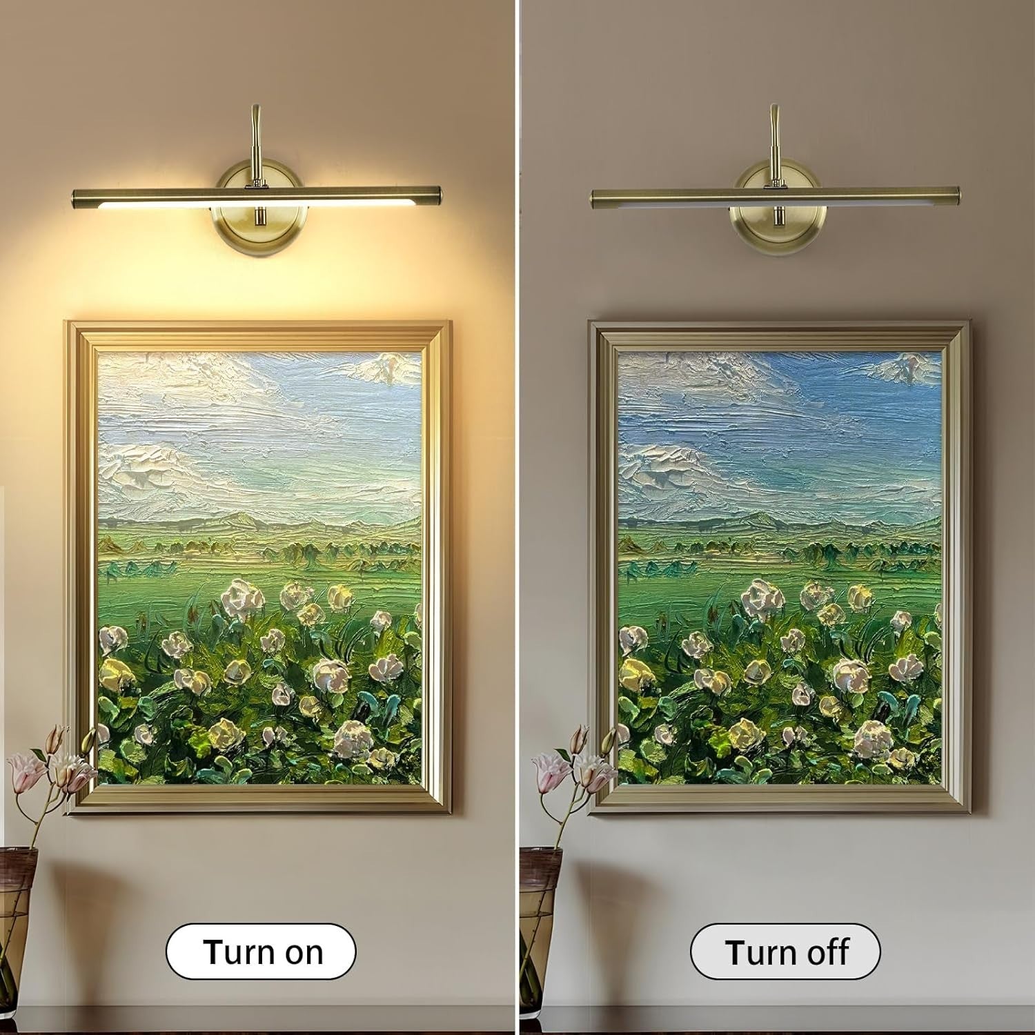 Dimmable LED Picture Light 16.54" Swing Arm, Antique Bronze Accent