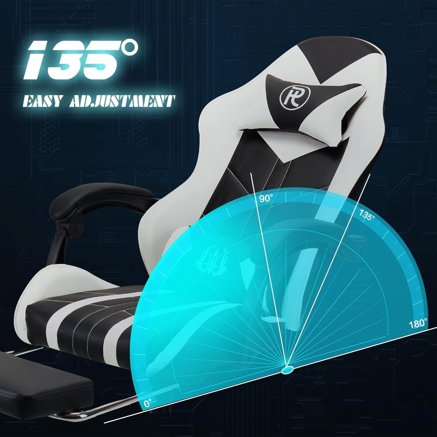 Ergonomic Gaming Chair Office Computer Desk Chair White Leather Adjustable Recli