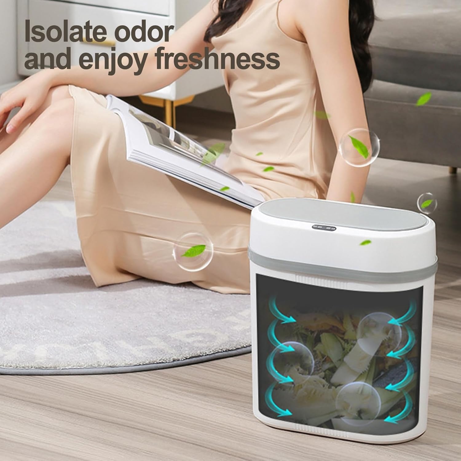 Automatic Touchless Trash Can Motion Sensor Slim White Bin