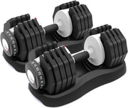 25kg Adjustable Dumbbells Pair 10-in-1 Quick Dial Home Gym Weights Set