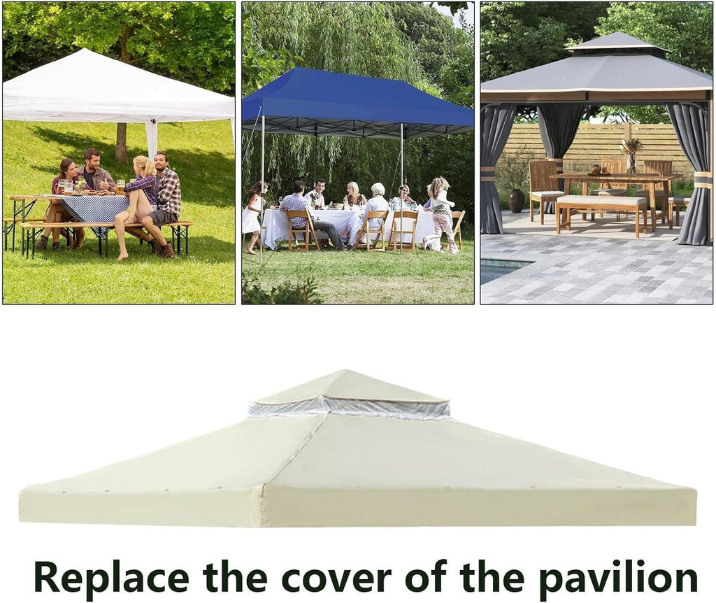10x10Ft Double Layer Gazebo Canopy Waterproof Outdoor Patio Cover