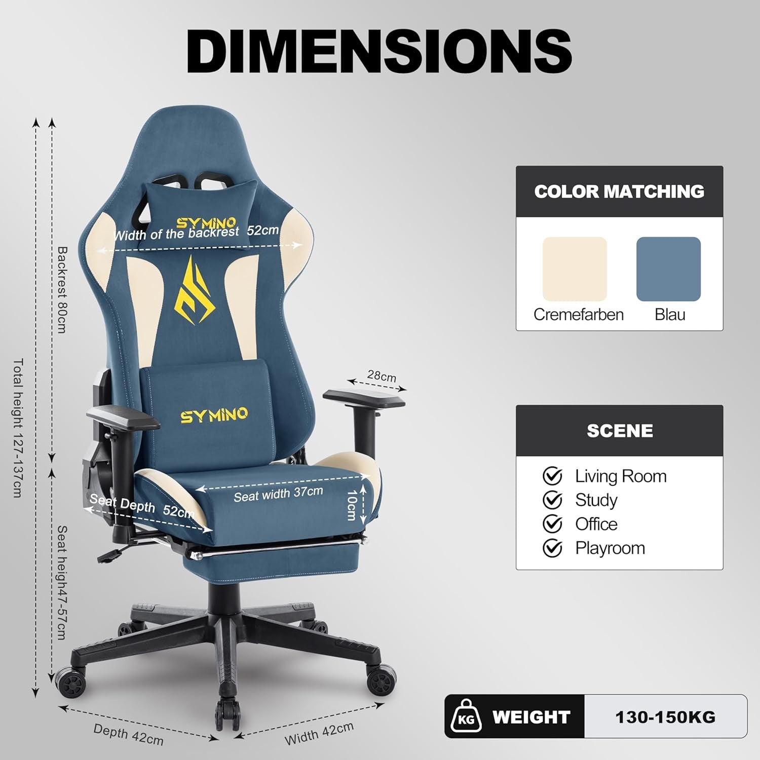 Ergonomic Gaming Chair with Footrest & Lumbar Support – Adjustable Desk Seat