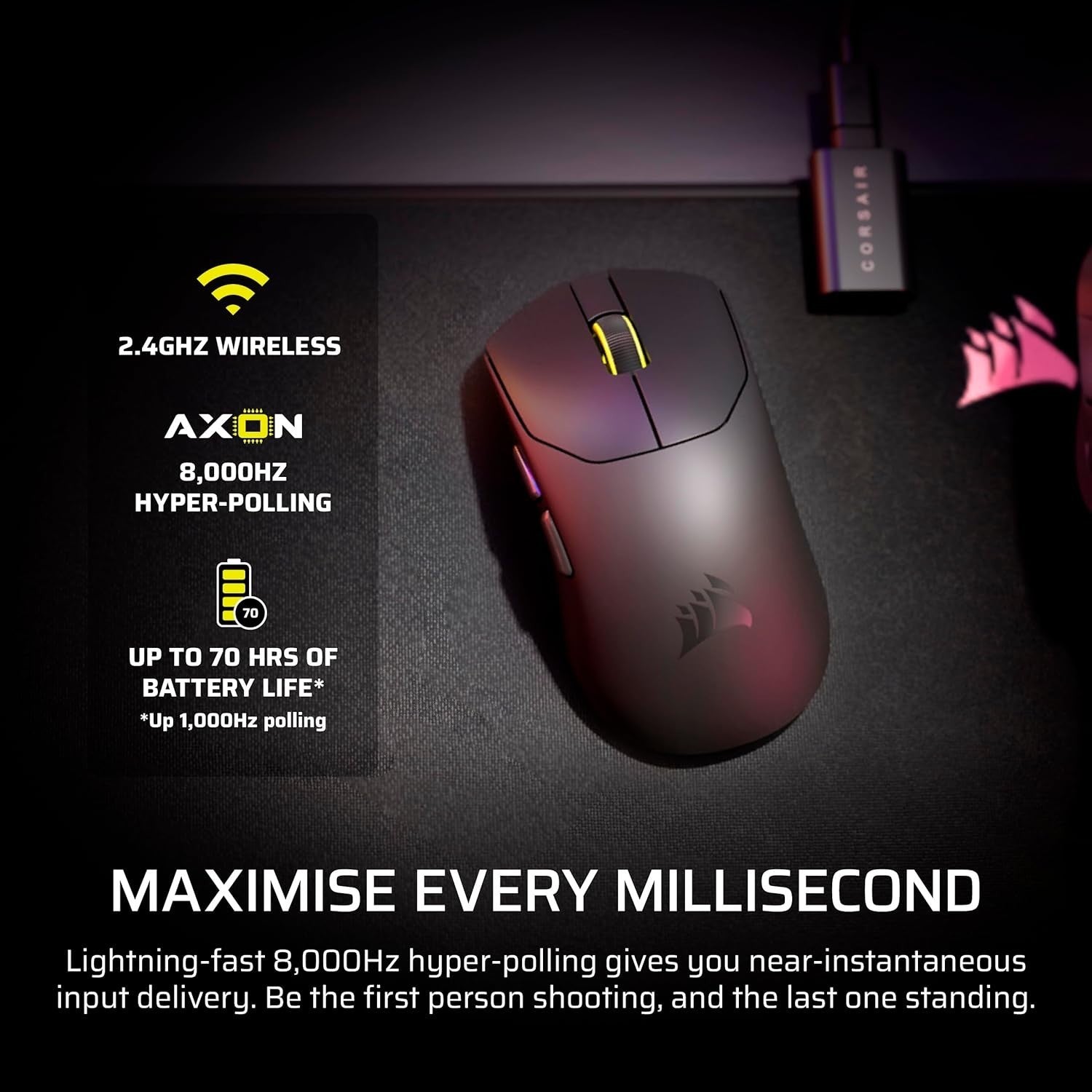 White Ultralight Wireless Gaming Mouse 33K DPI 8000Hz 36g FPS
