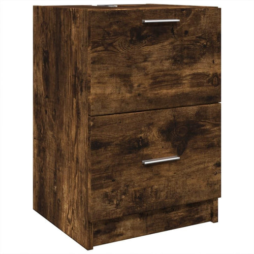 Smoked Oak Bathroom Sink Cabinet 40x37x59cm Modern Under Sink Storage Unit