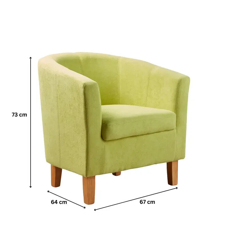 Apple Green Velvet Tub Armchair Lounge Chair Wooden Legs Living Room