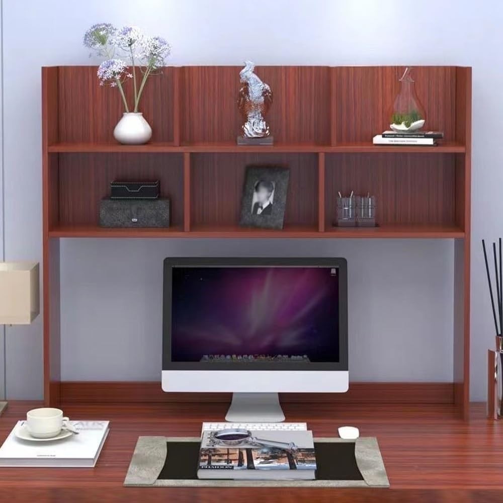 Wood Desktop Bookshelf Organizer | 7-Shelf Countertop Storage Hutch 70cm Brown