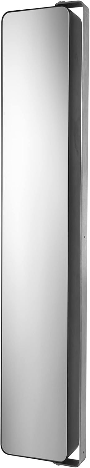 Tall Bathroom Mirror Cabinet Lockable 4 Shelves Matt Black Storage