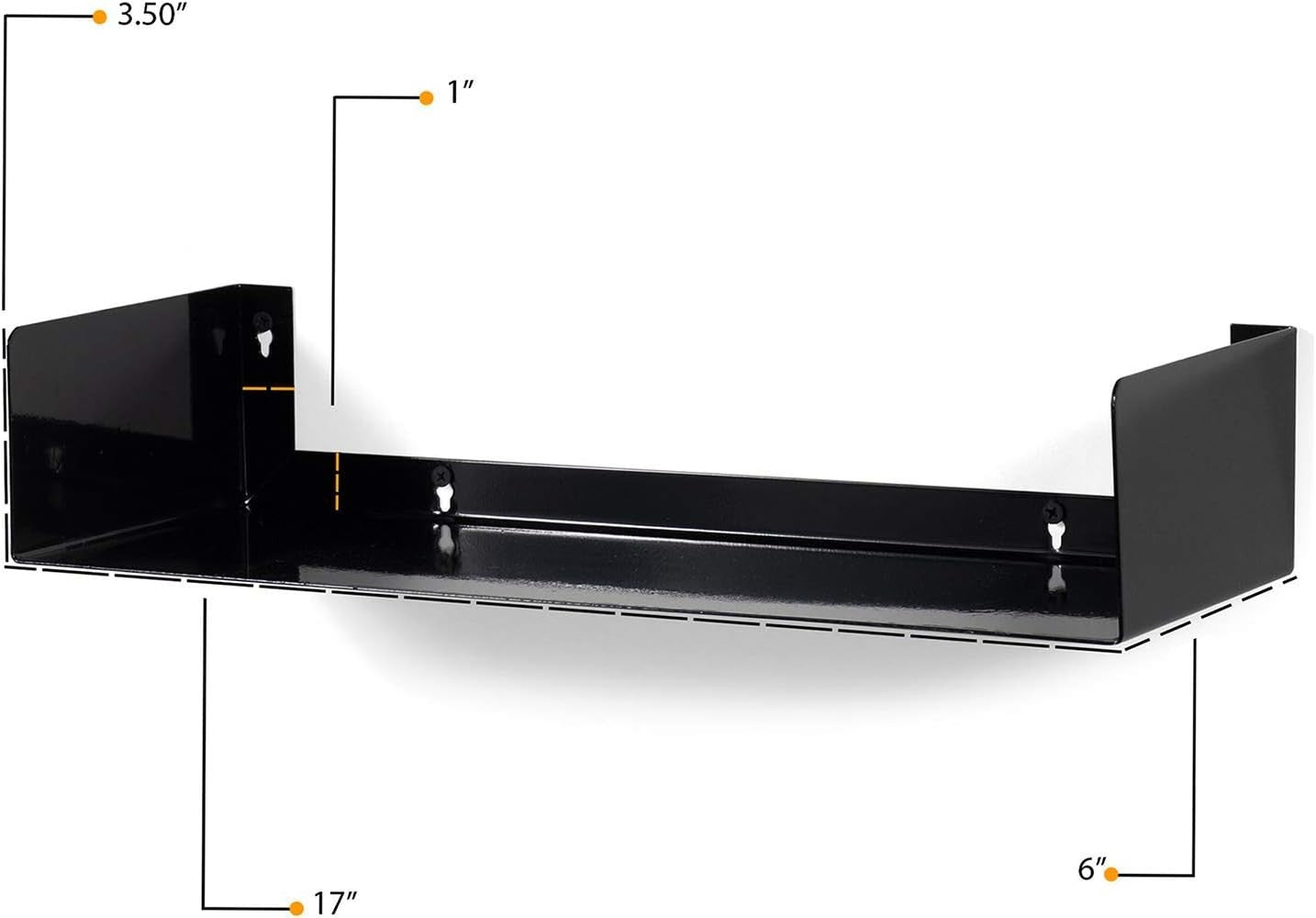 Black Floating Wall Shelves Set of 6 CD DVD Storage Metal Bookshelf