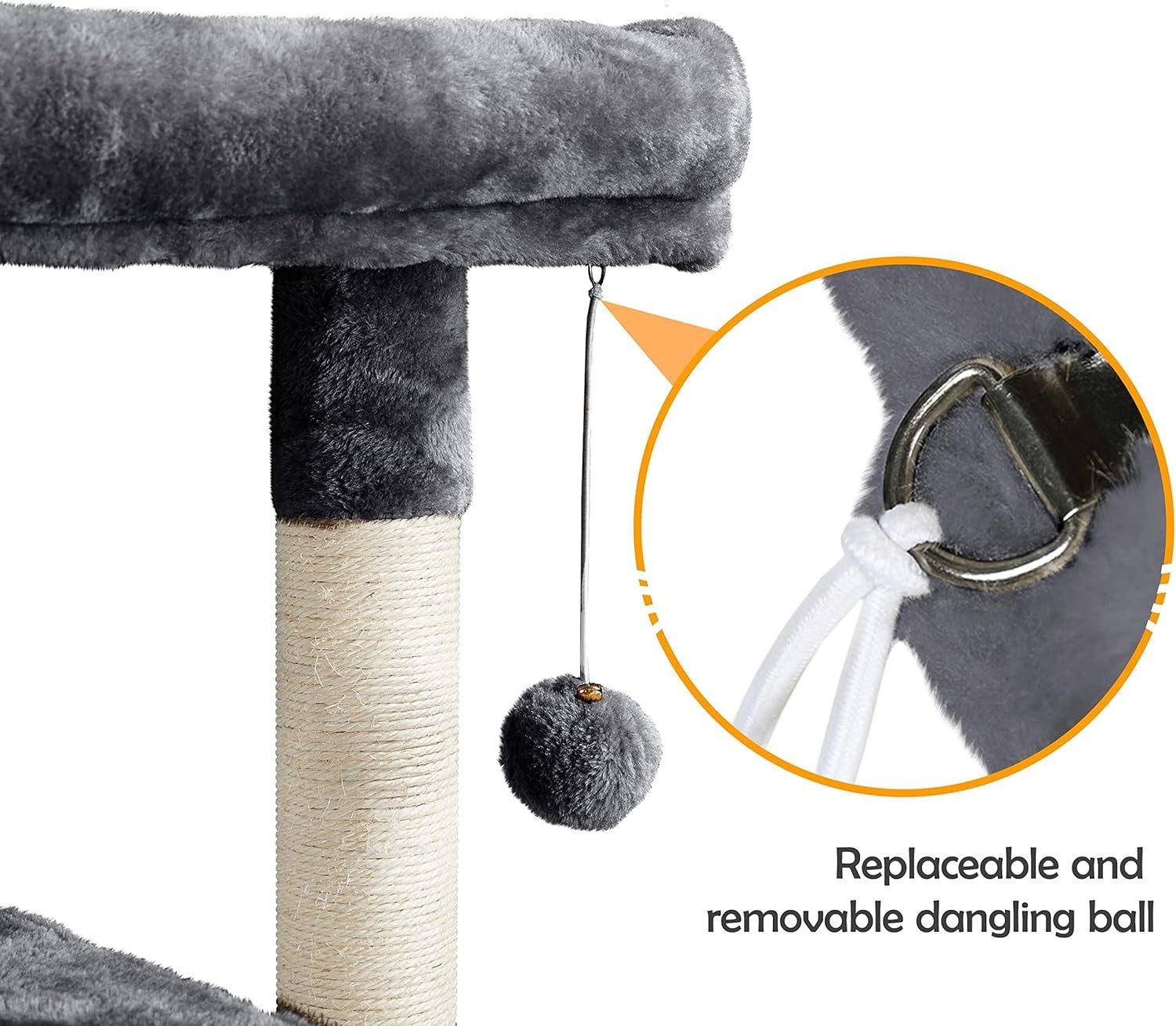 Cat Tree Tower 130cm Multi Level Scratching Post Condo Hammock Dark Grey