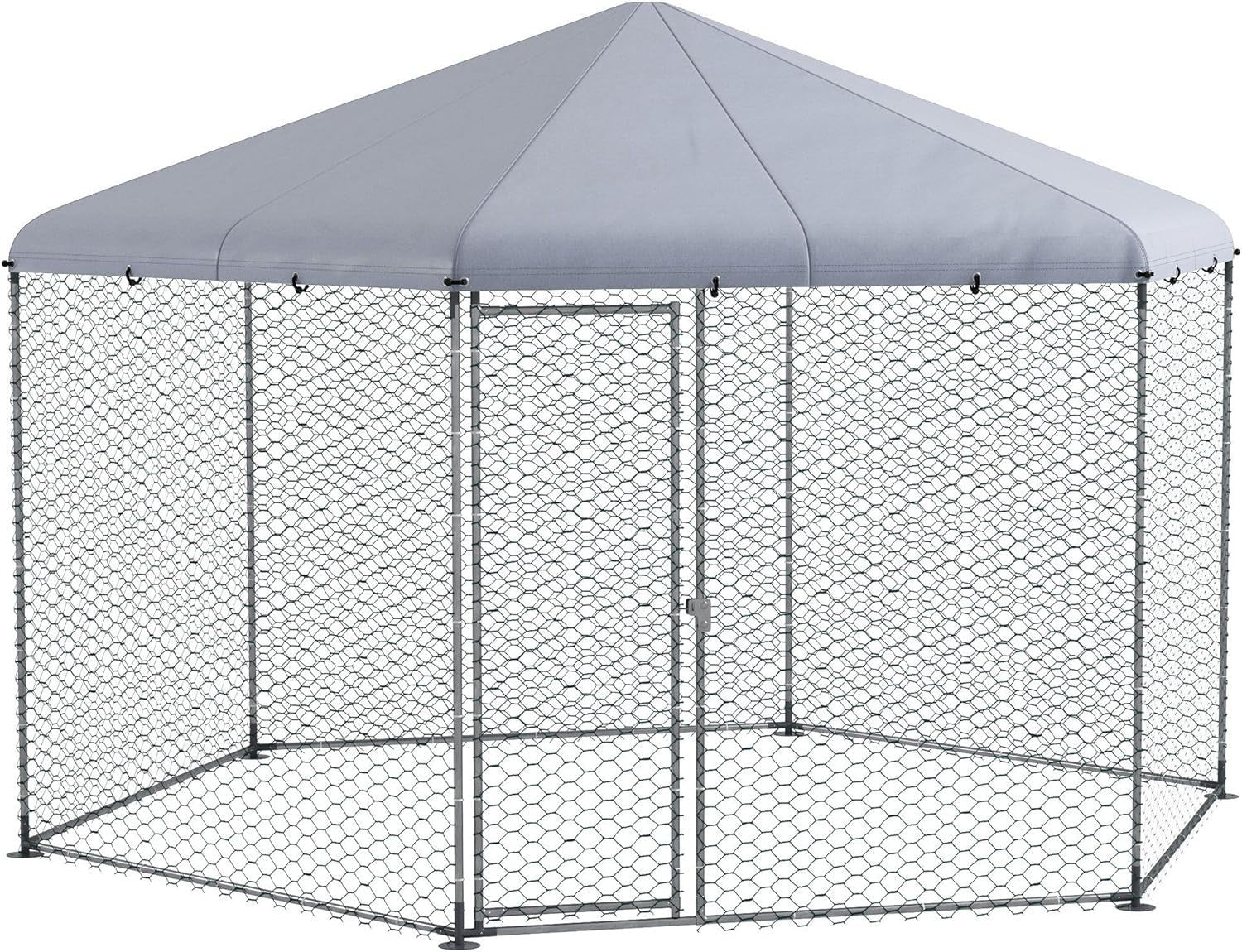 4x3.5x2.6m Walk In Chicken Run Galvanised Coop 10-15 Hens