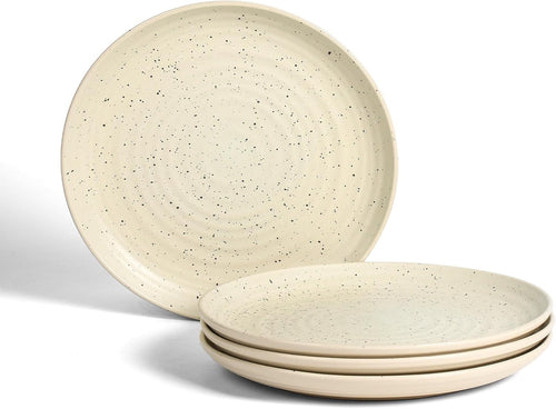4pc Stoneware Dinner Plates White Scratch Resistant Microwave Dishwasher Safe