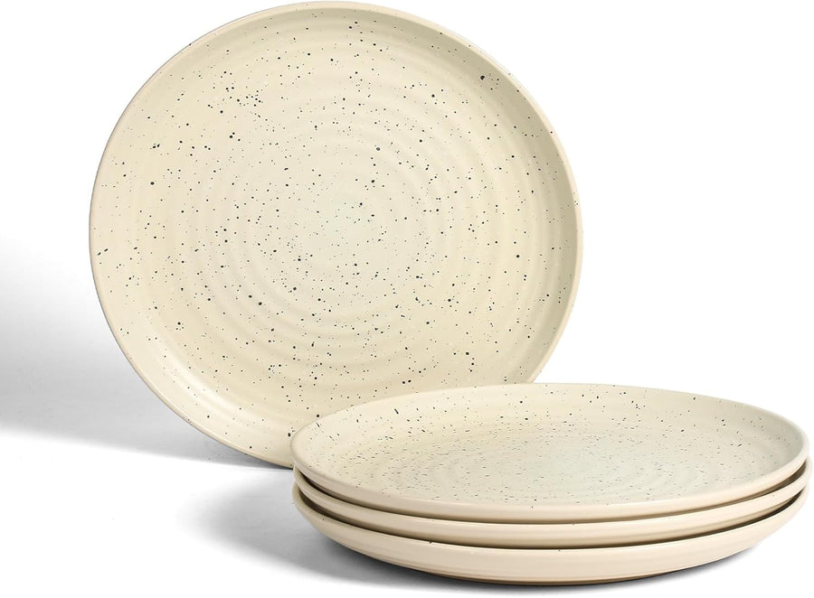 4pc Stoneware Dinner Plates White Scratch Resistant Microwave Dishwasher Safe