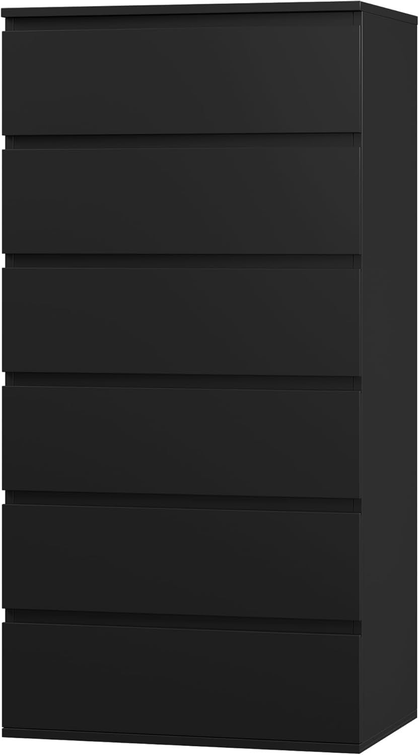 6 Drawer Tall Black Chest Storage Cabinet Bedroom Dresser Organizer Unit