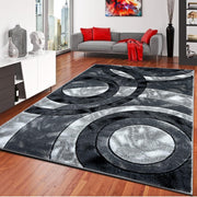 Luxury Grey Circle Rug 120x170cm – Soft High Pile Non Slip Carpet