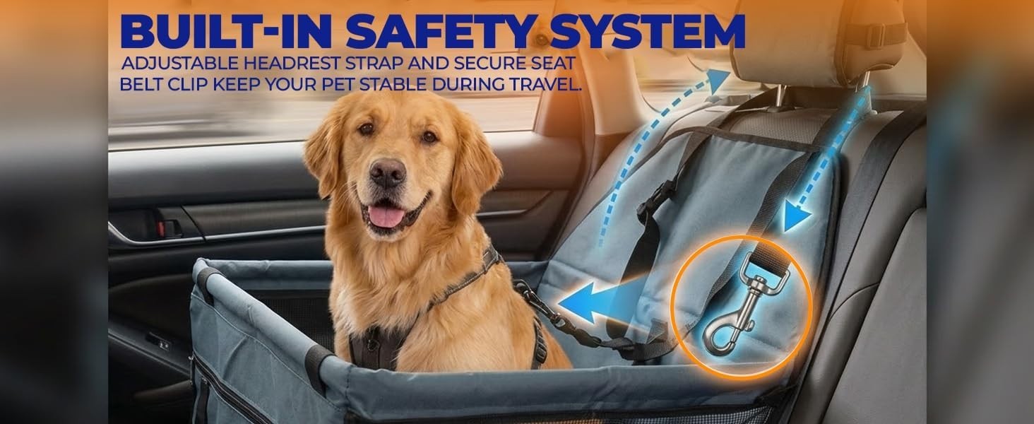 Dog Car Booster Seat Waterproof Travel Carrier for Small Dogs Cats
