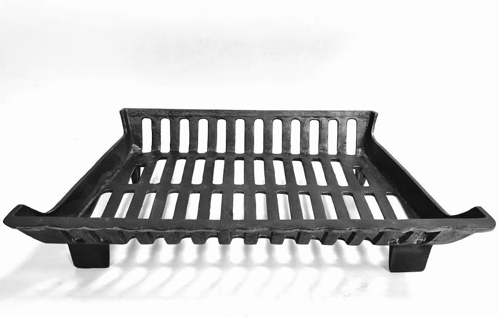 24" Cast Iron Fire Grate Heavy Duty Log Basket for Open Fireplace Heat Boost