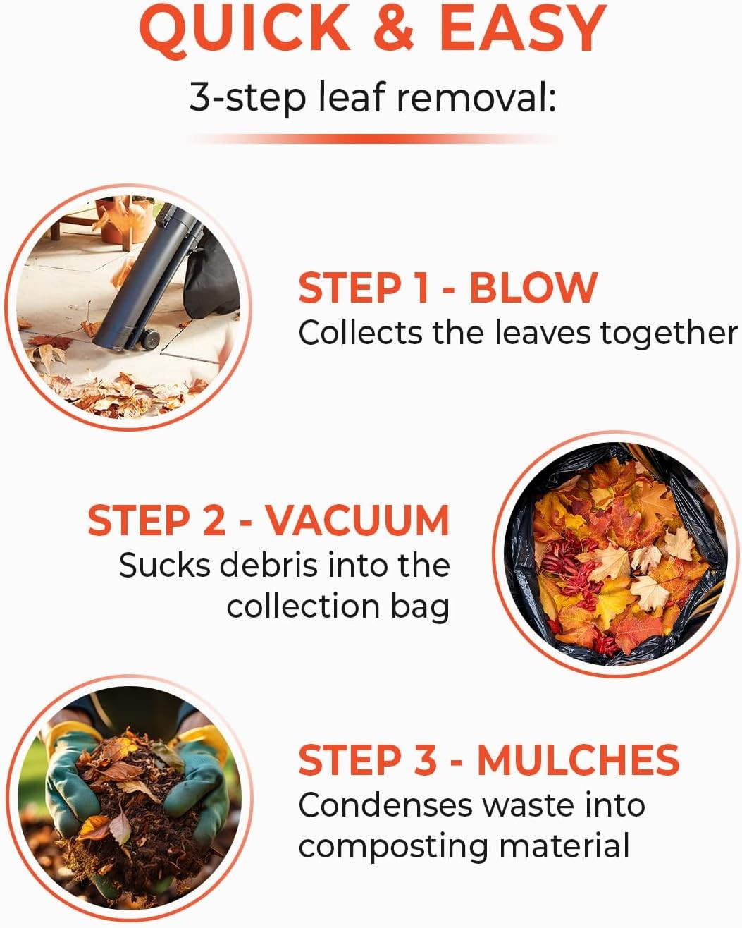 3200W Electric Leaf Blower Vacuum Mulcher 3-in-1 35L Bag High Power