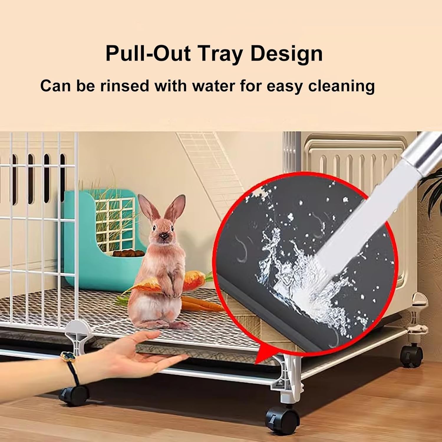 Large Rabbit Cage Indoor 2 Tier with Wheels Ventilated Easy Clean