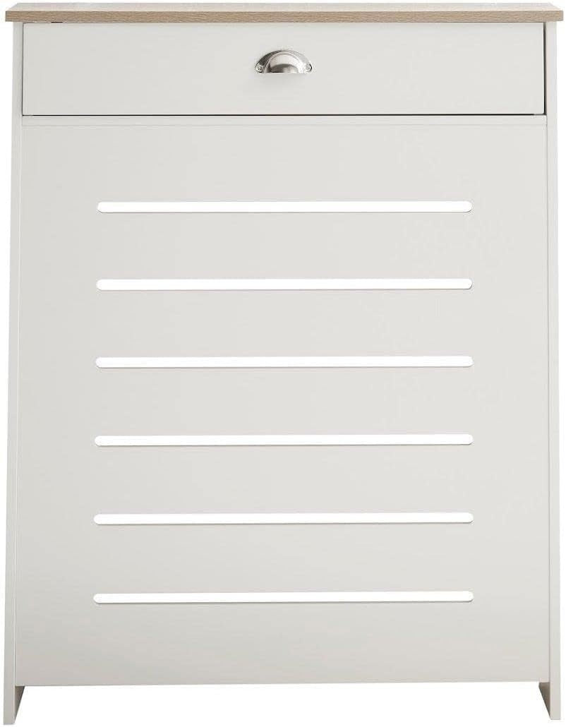 Cream Radiator Cover 78x19x96cm MDF Heating Cabinet | 1 Drawer