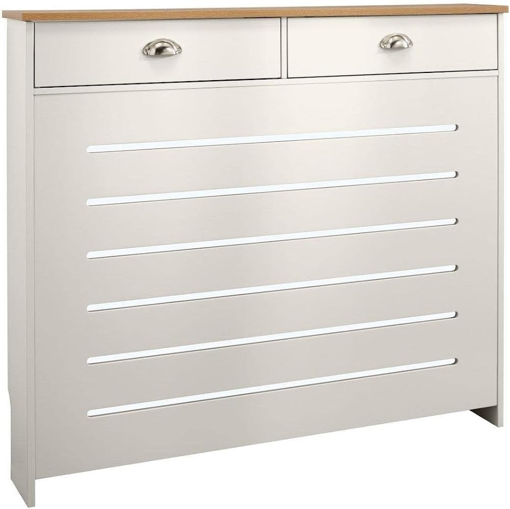 Cream Radiator Cover Cabinet with Storage Drawer Modern MDF Unit