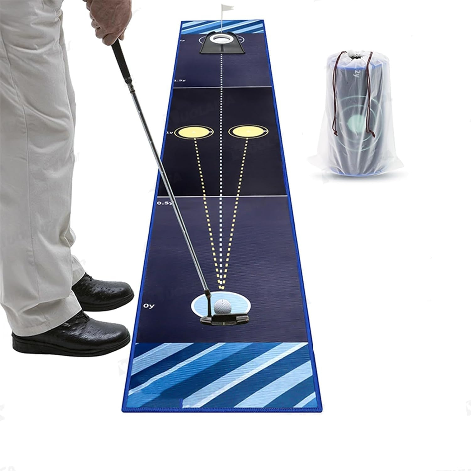 Golf Putting Mat Indoor Practice Trainer with Alignment Lines Home Office