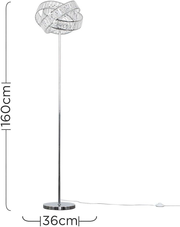 Modern Chrome Floor Lamp with Clear Acrylic Jewel Rings & Foot Switch