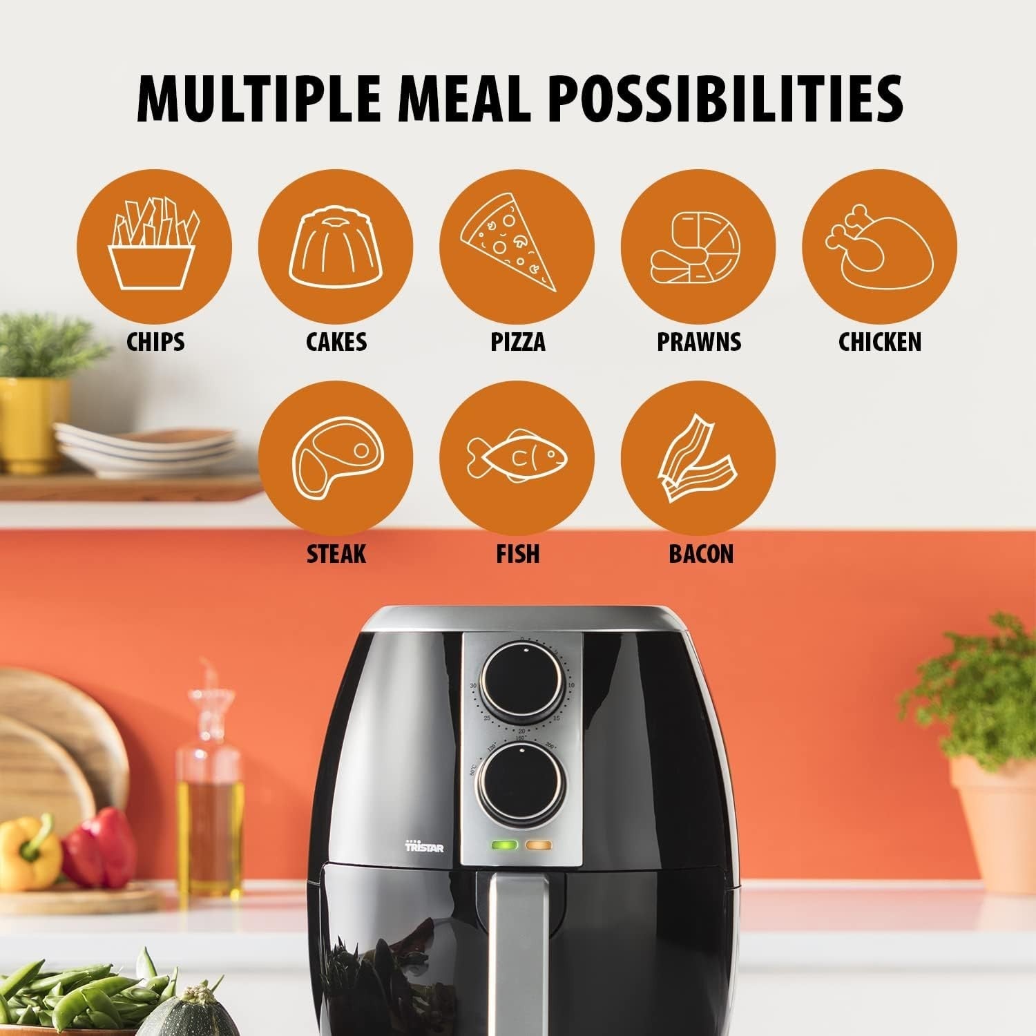 Compact Air Fryer 2L Slim Design, Low-Oil Cooking, Thermostat, Timer, Easy Clean