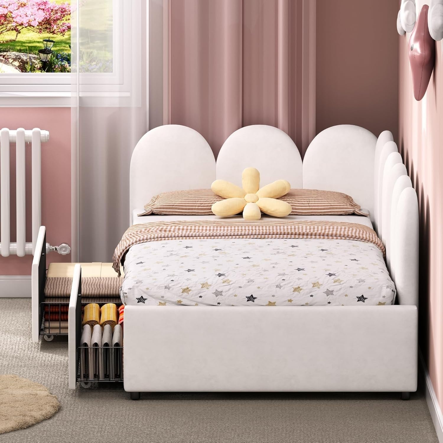 3FT Velvet Daybed w/ Storage Drawers Single Sofa Bed Kids Guest Room