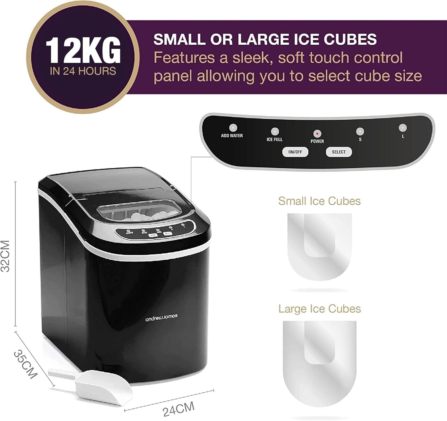 Fast Ice Cube Maker Countertop 2.2L Portable Self Cleaning Ice Machine
