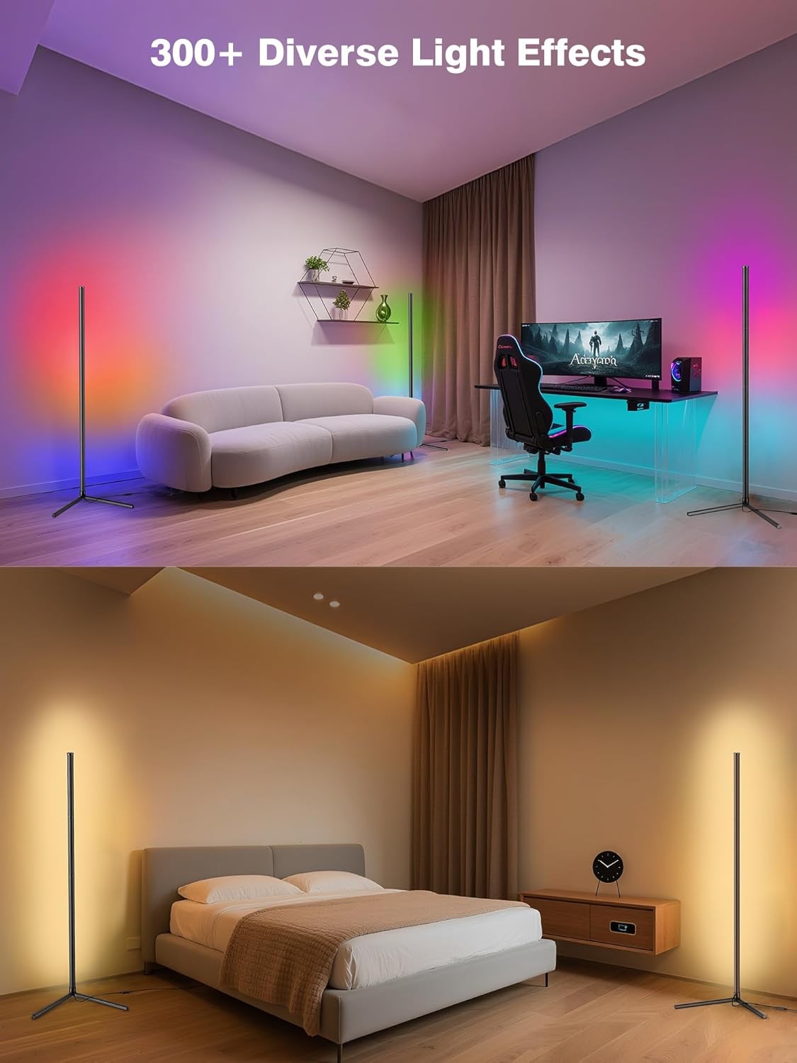 RGB LED Corner Floor Lamp App Remote Control Music Sync Mood Light
