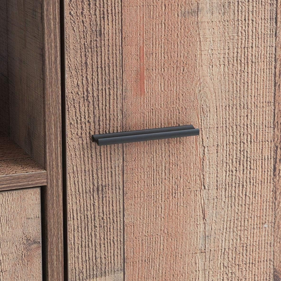 Rustic Oak 180cm Tall Kitchen Dresser 5 Doors Pantry Cabinet