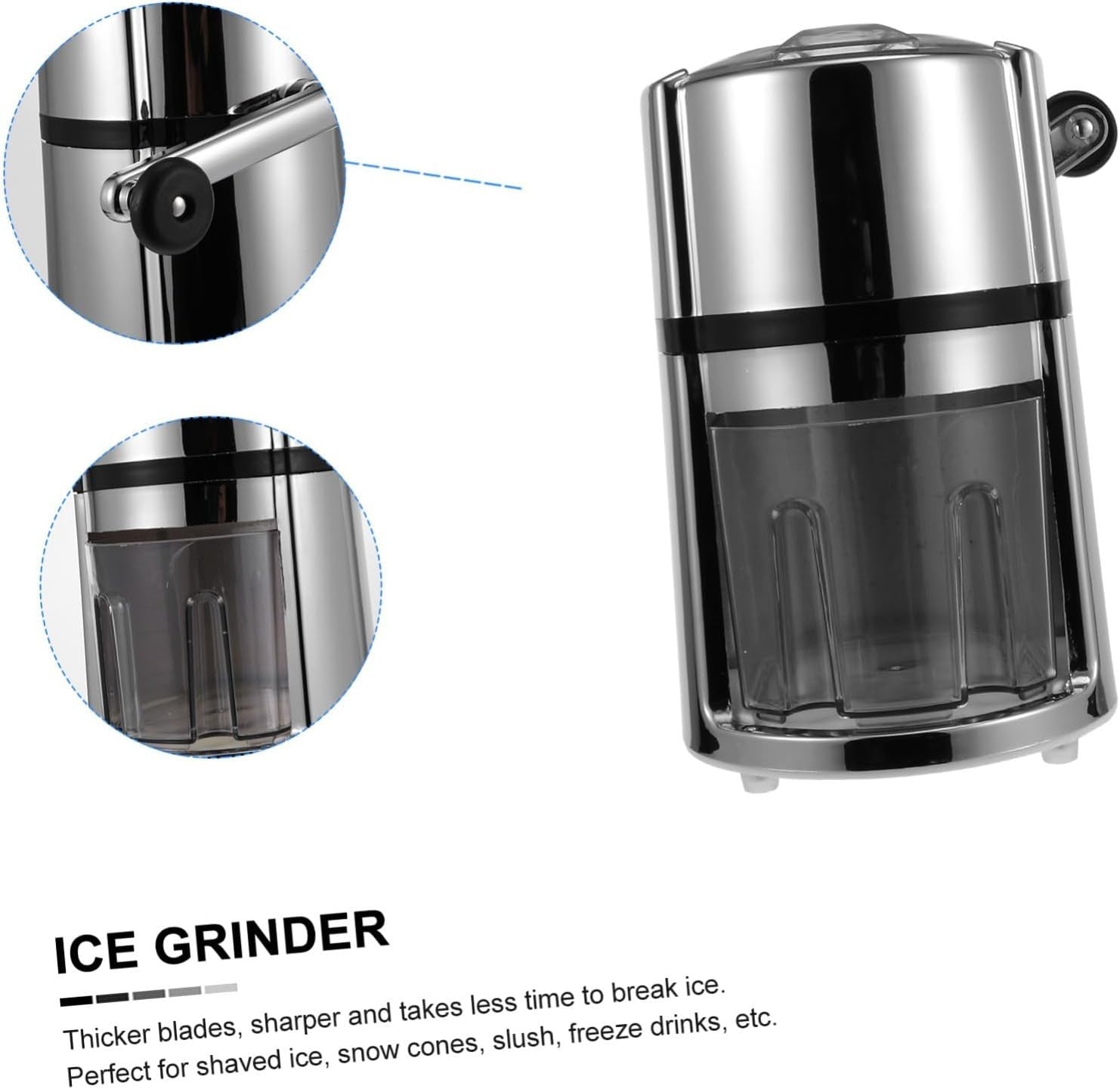 Manual Ice Crusher Hand Crank Portable Shaved Ice Maker Slush Drinks