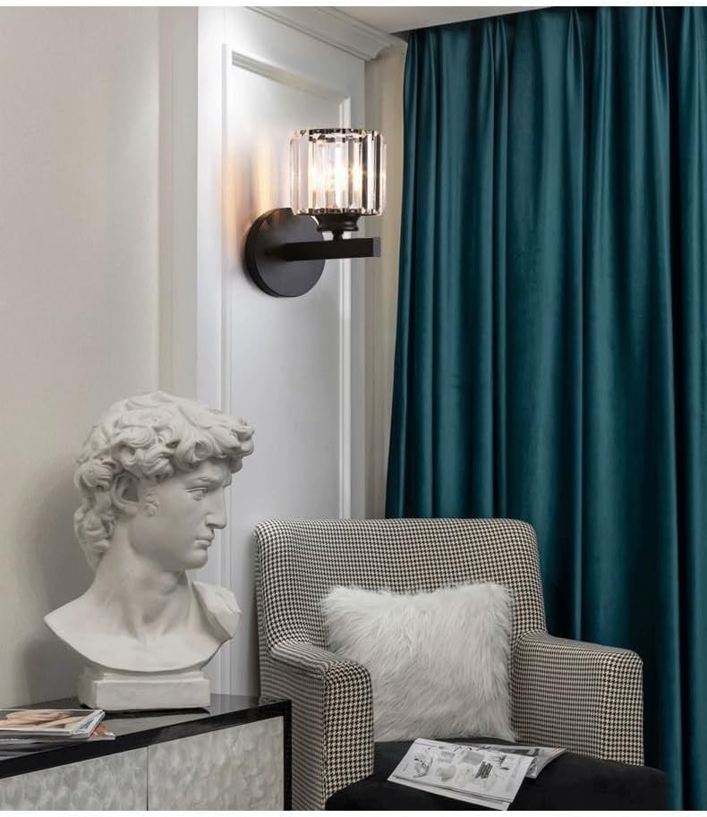 Cordless Black Glass Wall Sconces 2-Pack, Remote Dimmable Battery Lights