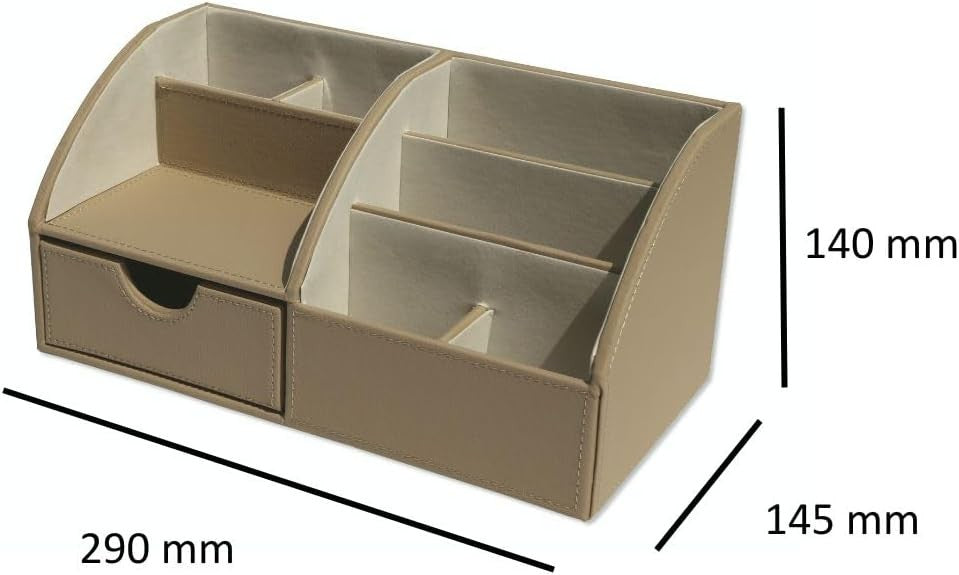 Faux Leather Desk Organiser 8-Compartment Drawer Pen & Stationery Caddy
