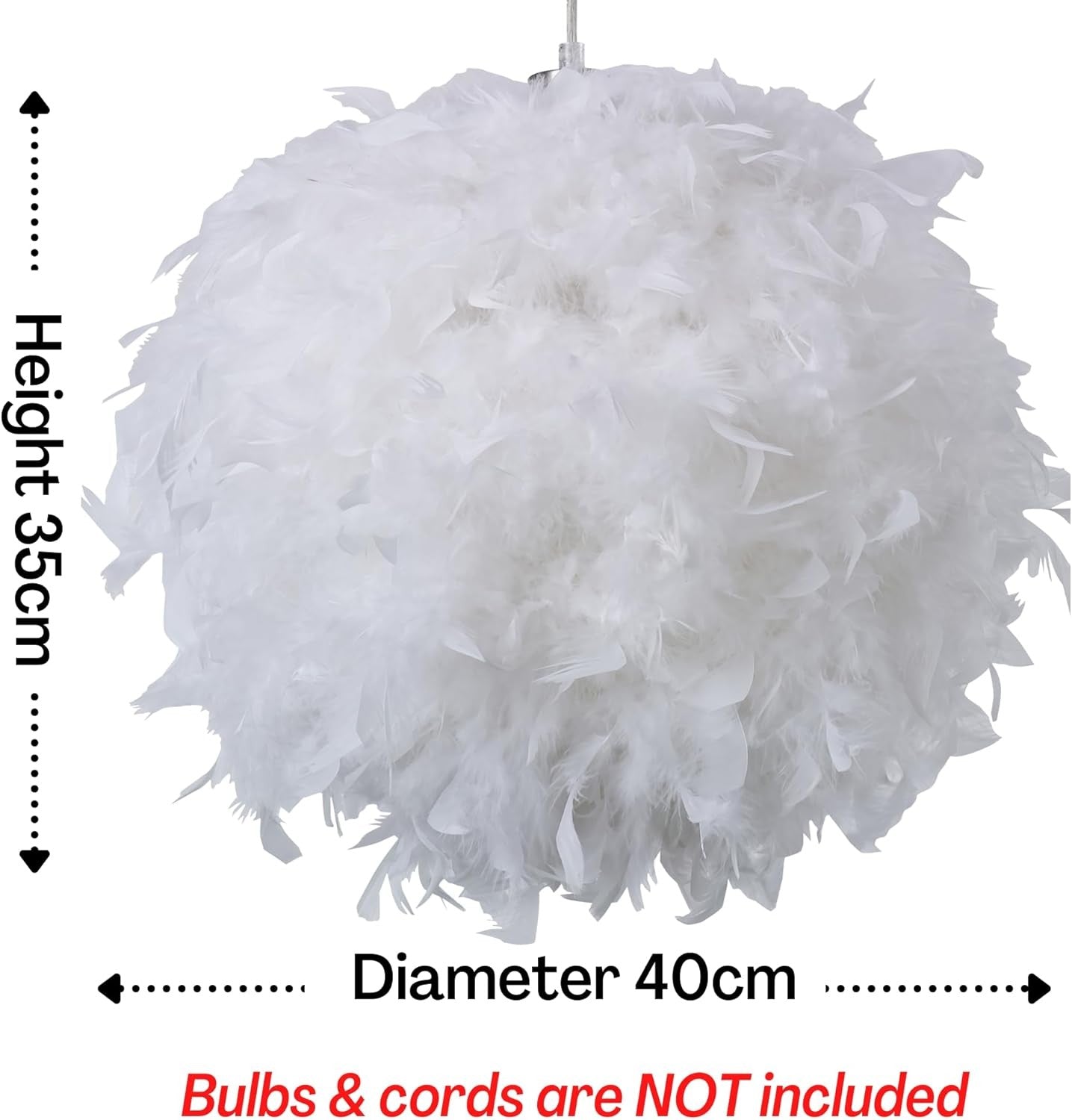40cm White Feather Lampshade Ceiling Pendant Soft Luxury Light Shade