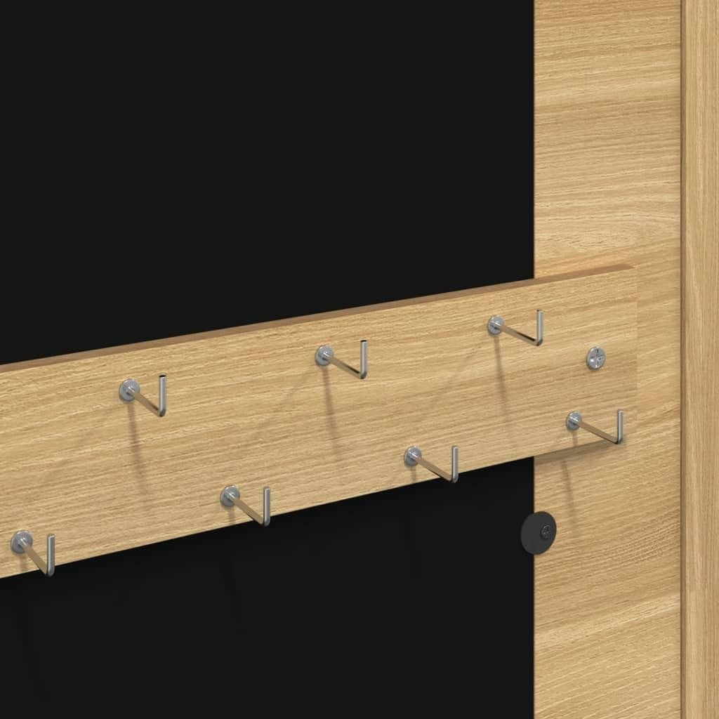 Compact Wall Mounted Jewelry Cabinet Mirror Lockable Slim Storage Brown