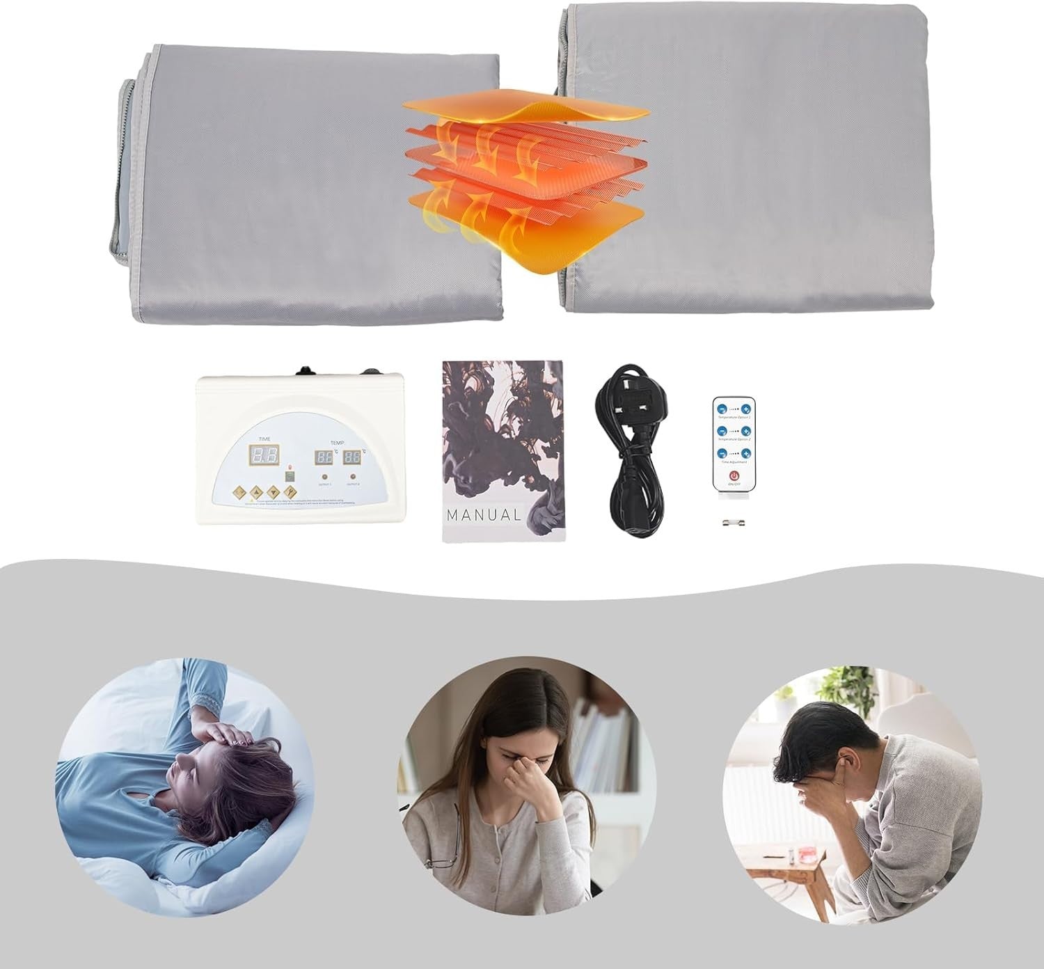 650W Infrared Sauna Blanket w/ Sleeves & Remote – Detox Heat Wrap 1.8m