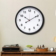 Large Silent Wall Clock 35cm Modern Black Metal Non-Ticking Quartz Home Decor