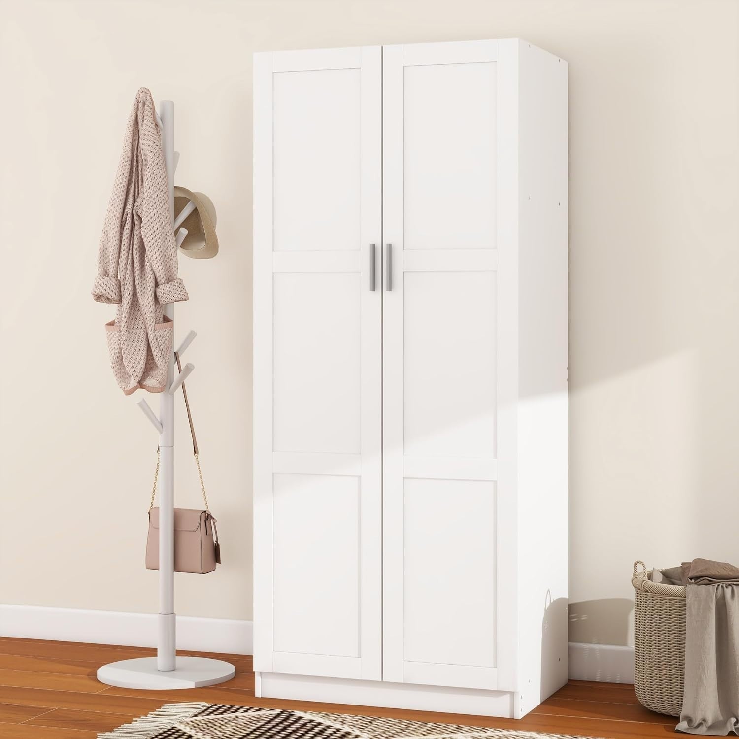 2 Door Wardrobe with Storage Shelf & Hanging Rail - Durable Engineered Wood