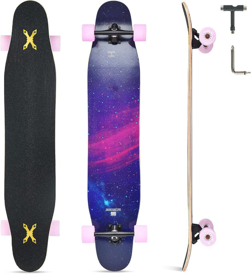 46" Longboard Skateboard Pro Complete 8-Layer Maple Wood Deck for Kids & Adults