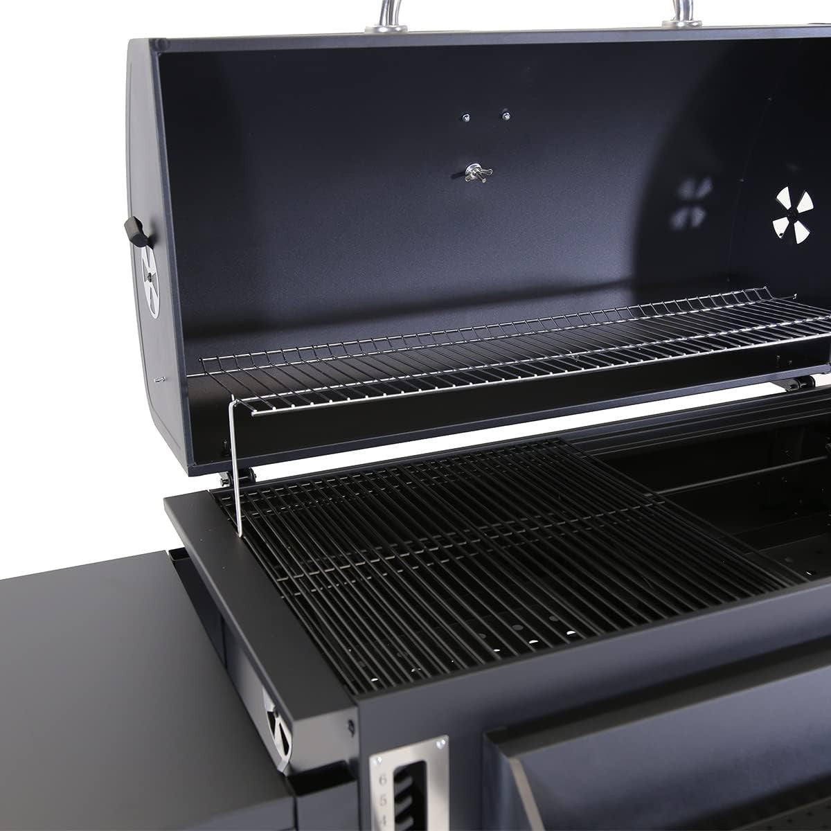 Large Charcoal BBQ Smoker Grill with Thermometer, Adjustable Height