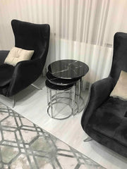 Round Glass End Table Modern Nesting Side Sofa Coffee Living Room Amalfi