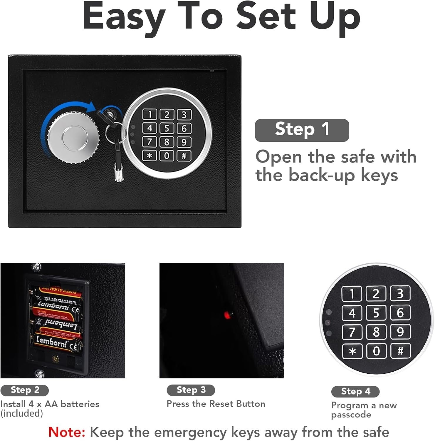 Electronic Safe Box Digital Keypad Lock Cash Jewelry Document Storage